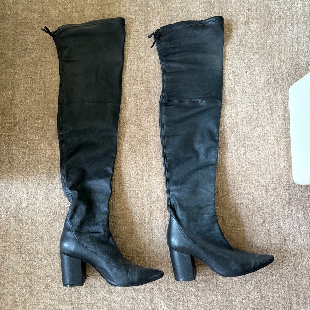 Anine Bing Black Over-the-Knee Block Heel Boots